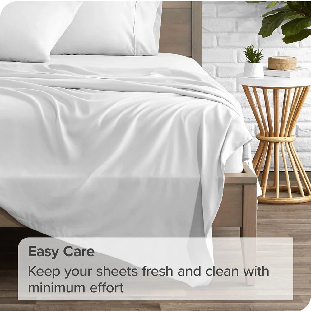 BARE Home Non Toxic 2 Pack Twin/Twin Extra Long White Flat Sheet New